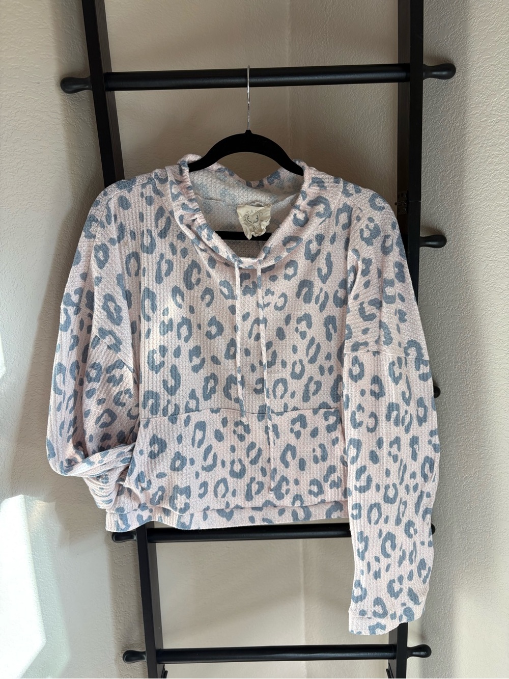 Fantastic Fawn Blue & Cream Leopard-Print Pullover Hoodie